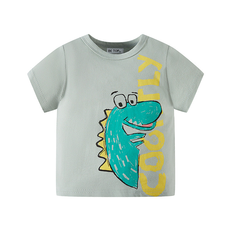 betop children's t-shirt short-sleeved cotton 2024 new summer clothes for boys and babies cartoon dinosaur children's clothes