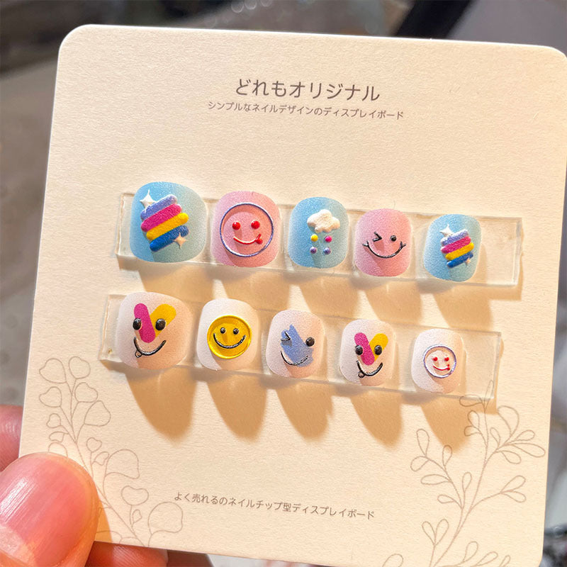 Children's nail stickers girls wear nails self-adhesive nail stickers cartoon cute princess false nail pieces embossed nail pieces