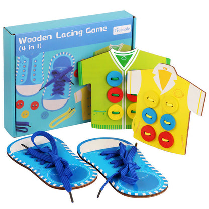 Children's clothes and shoes stringing game puzzle early education interesting parent-child interactive fine motor training stringing toys