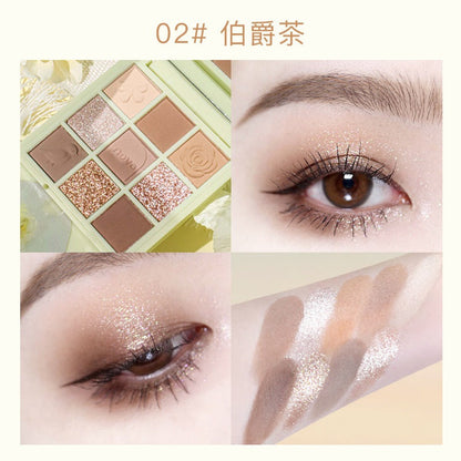 NOVO manufacturer Yingshi afternoon tea nine-color eyeshadow powder brown palette earth color matte pearl powder eyeshadow palette wholesale 