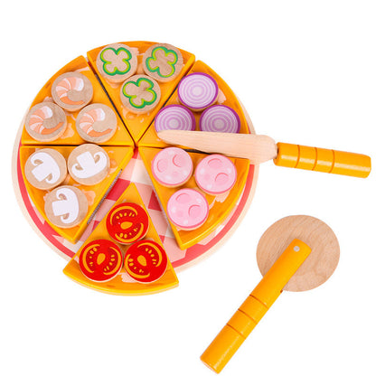 Children's educational wooden simulation house pizza baby exercise hands-on interactive kitchen cutting fun toy set