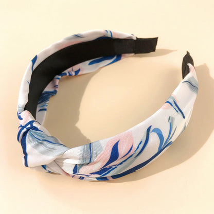 2021 new cross-border headband for women European and American pastoral ethnic style knotted head buckle printed hairpin tree leaf headband