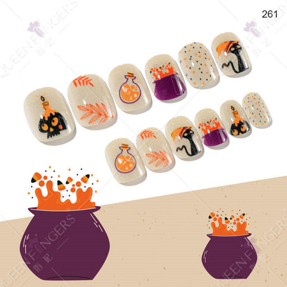 Children's wearable nail tips Halloween 24 pieces of wearable nail tips children's false nail patches manicure finished nail tips