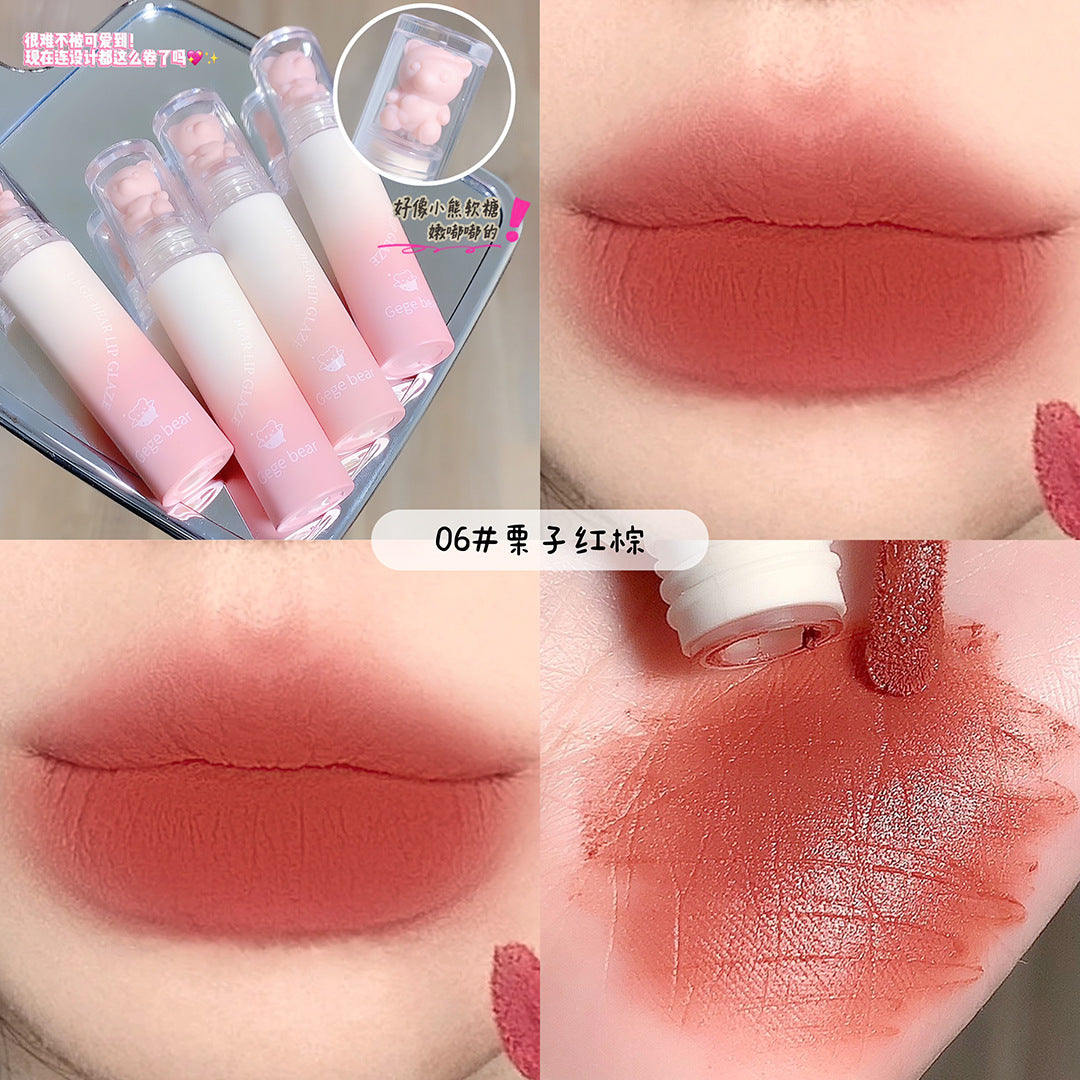 Gege bear velvet mist lip glaze velvet matte matte easy to apply color whitening non-drying lip mud