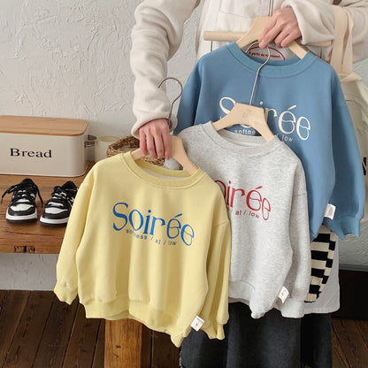 Children's sweatshirt Bangcheng 2024 spring children's clothing simple tops new boys and girls letter pullover trend G0051