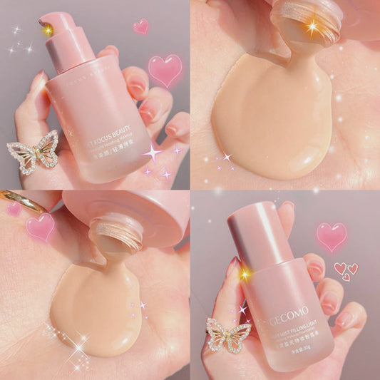 GECOMO small powder bottle liquid foundation soft mist long-lasting makeup does not fall off clear moisturizing docile face repair concealer waterproof sweat resistant