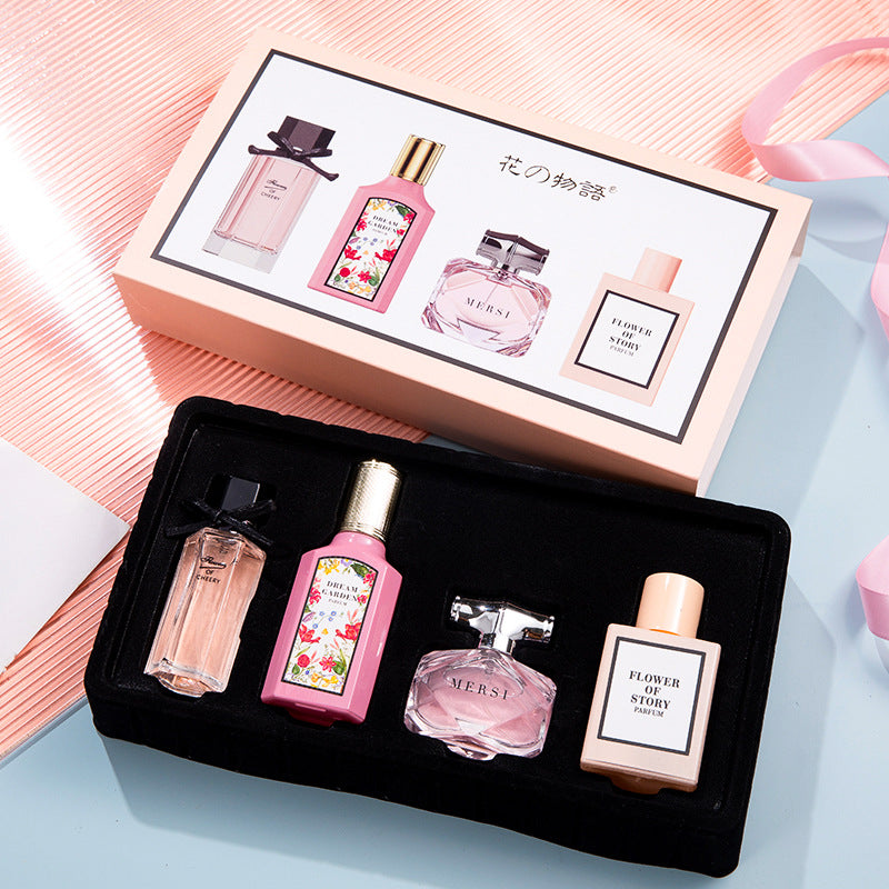 New Flower Story Women's Perfume Four-piece Gift Box Long-lasting Light Fragrance Flower Joy Blooming Perfume Vietnam Wholesale 