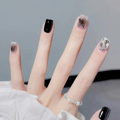 Xiaohongshu hot sale handmade wearable nail pieces wholesale ice transparent butterfly glitter nail stickers nail stickers jelly glue