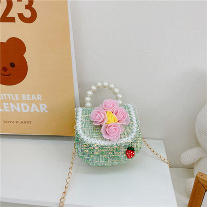 Fashion pearl handbag cute children's bag female trendy chain crossbody bag princess small fragrance style shoulder bag wholesale