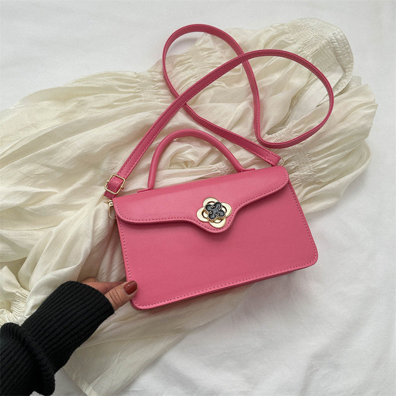 Solid color stylish handbag for women 2024 autumn new style casual fashion simple temperament one-shoulder crossbody small square bag 