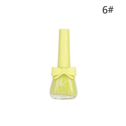 BK new bow seven-day water-based nail polish pure color free baking summer net red white macaron 13ml 