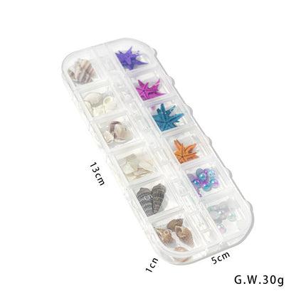 Cross-border hot selling ocean storm nail accessories natural starfish conch shell slices abalone slices 12 grid mixed