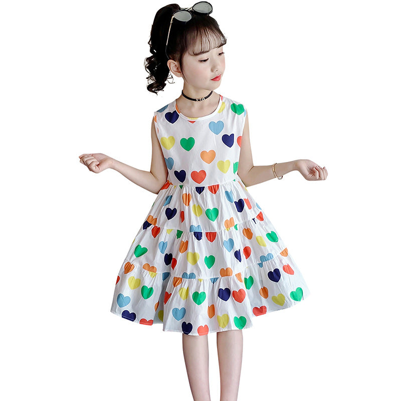 Girls summer vest dress 2024 new style children's cotton dress sleeveless princess dress Korean version suspender skirt