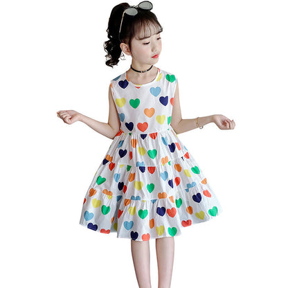 Girls summer vest dress 2024 new style children's cotton dress sleeveless princess dress Korean version suspender skirt