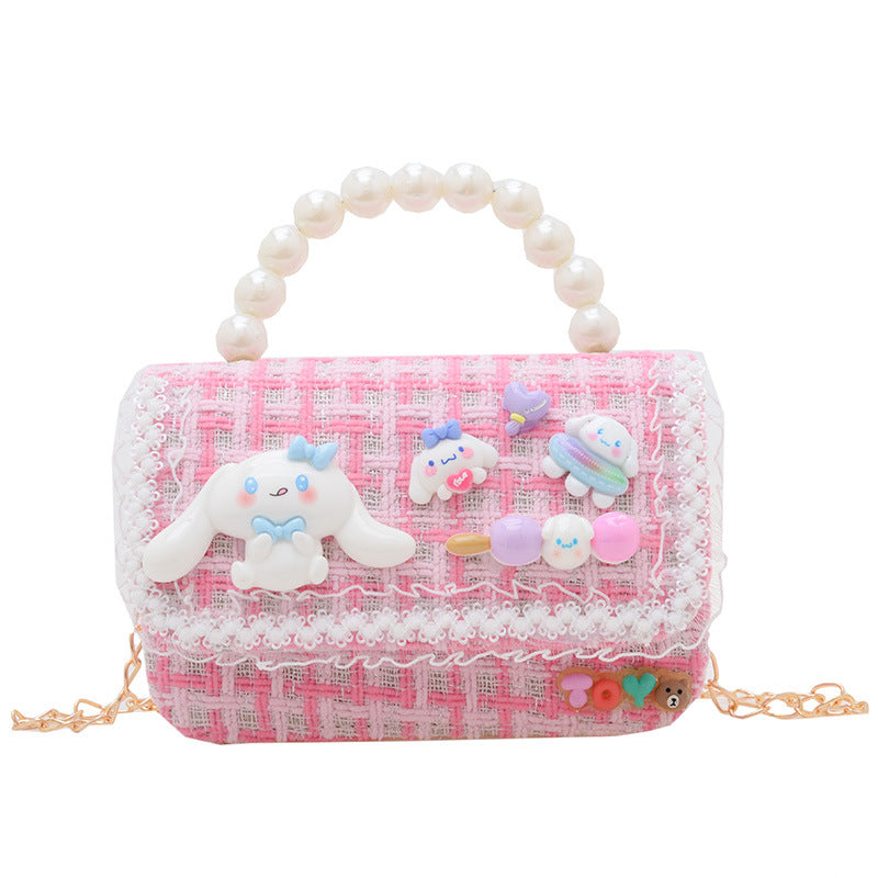 Fashion Pearl Handbag Children's Bag Simple Chain Girls Messenger Bag Beaded Mini Parent-child Shoulder Bag Wholesale 