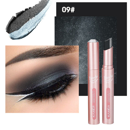 Cahill gradient two-color eyeshadow pen pearlescent glitter earth color not easy to smudge makeup lazy eyeshadow stick