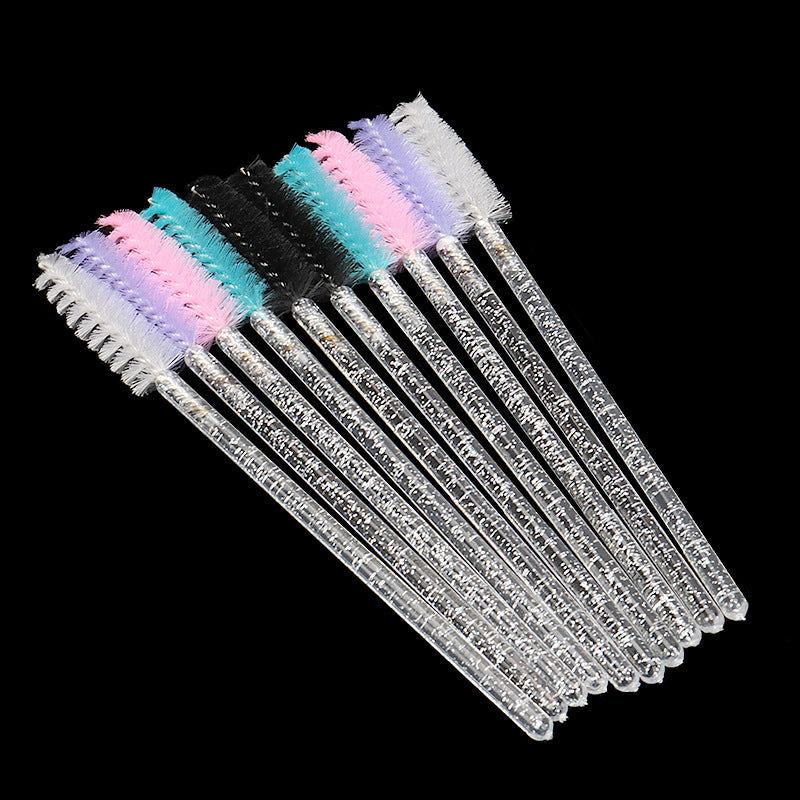 Wholesale disposable grafting eyelash brush portable white rod crystal brush colorful solid nylon head makeup brush