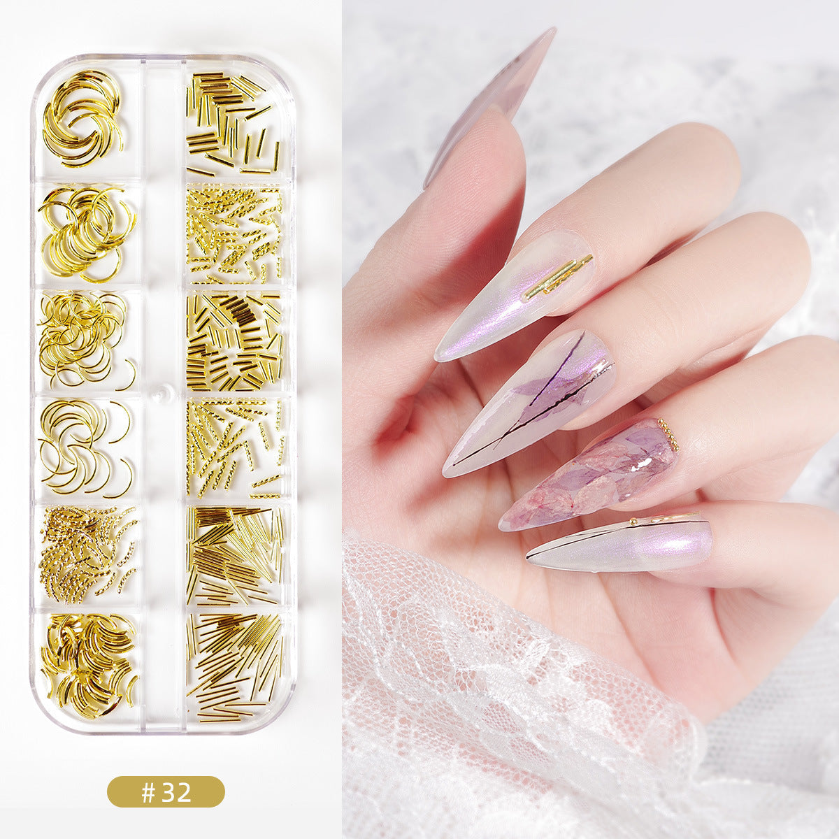 Nail accessories rhinestones flat bottom diamonds hollow rivet nail stickers diamond sequins colored diamonds flat bottom pearl shell pieces Japanese style