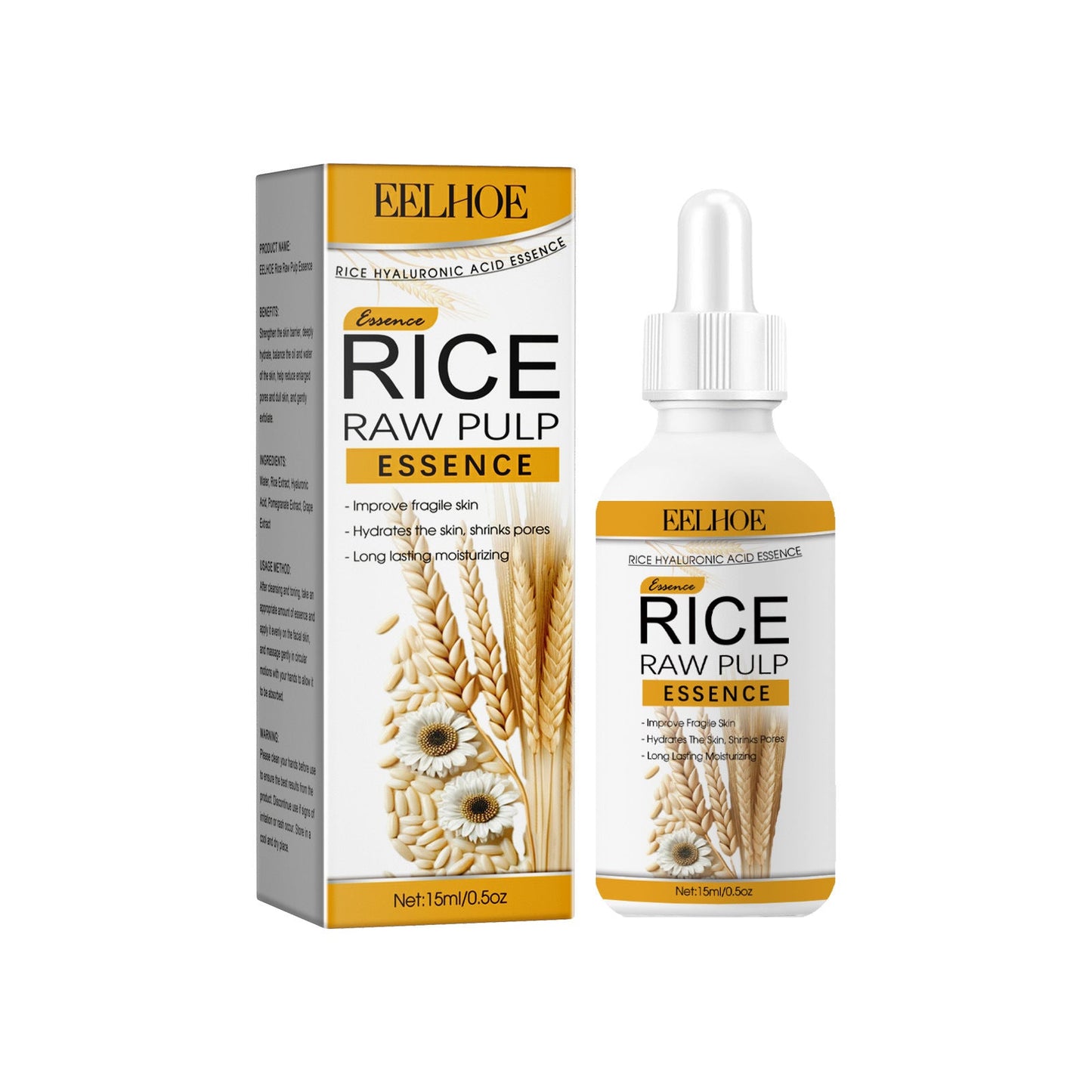 EELHOE rice hyaluronic acid Essential ផ្តល់សំណើម ធ្វើអោយស្បែកភ្លឺថ្លា ធ្វើអោយប្រសើរឡើងនូវភាពគ្រើម ប្រឆាំងភាពជ្រីវជ្រួញ និងប្រឆាំងភាពចាស់ 