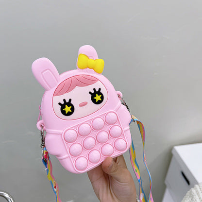 Cartoon Doll Squeeze Toy Children Bag Baby Cute Silicone Coin Purse Mini Children Messenger Bag Wholesale