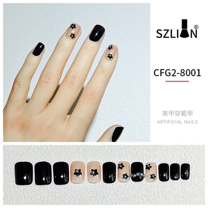 Cross-border special wearable nail tips wholesale French simple ice transparent nail art finished product detachable nail stickers