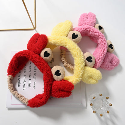 2022 Crab Face Washing Headband Women Summer Internet Celebrity Mask Special Headband Hair Bundle Cute Plush Hairband Hairpin