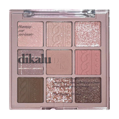 DIKALU milk tea nine-grid eyeshadow low-saturation almond knitted nine-color eyeshadow palette pearlescent matte fine flash cross-border