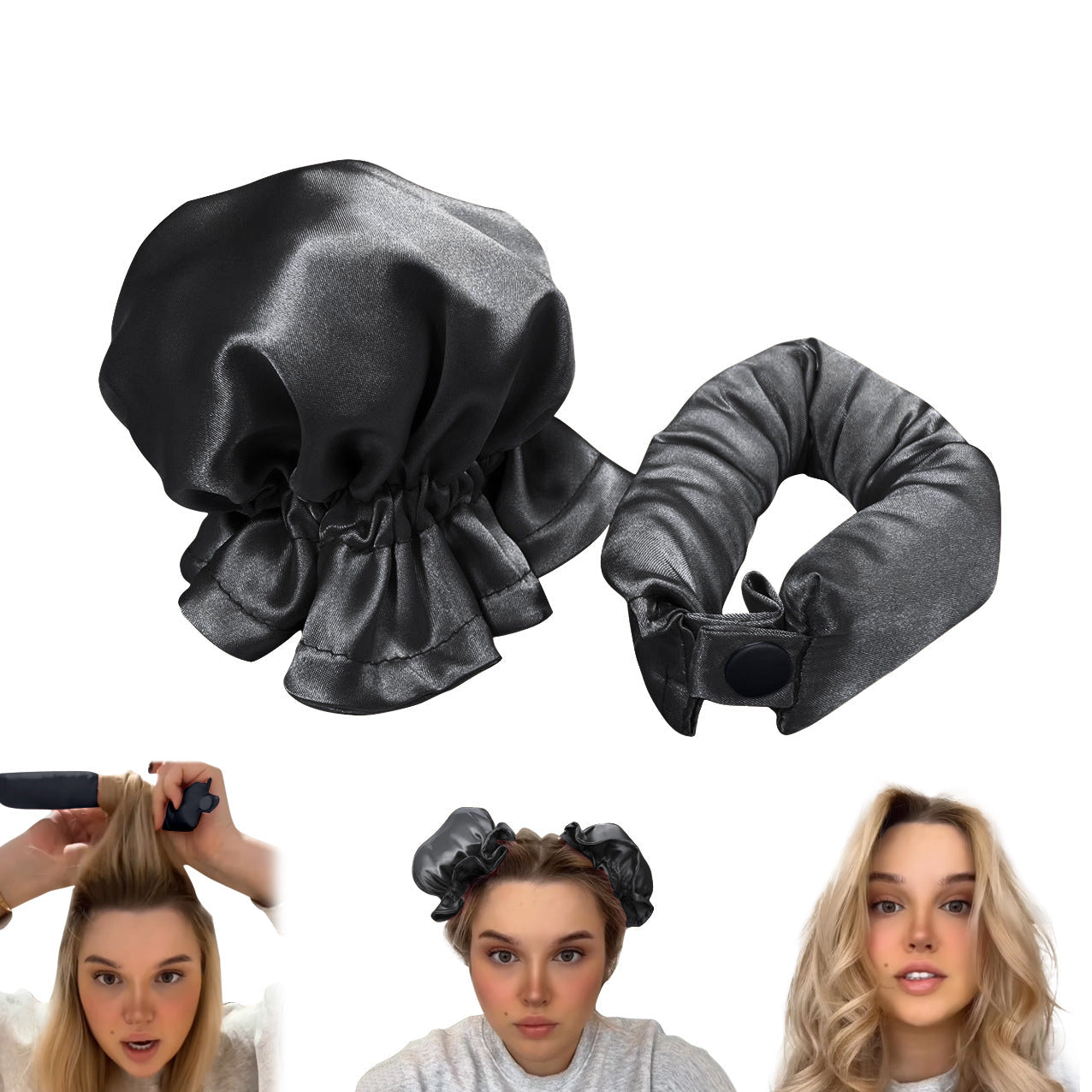 Tiktok new heat-free curling iron BUN BONS curling cover set big wave sleeping lazy curling artifact