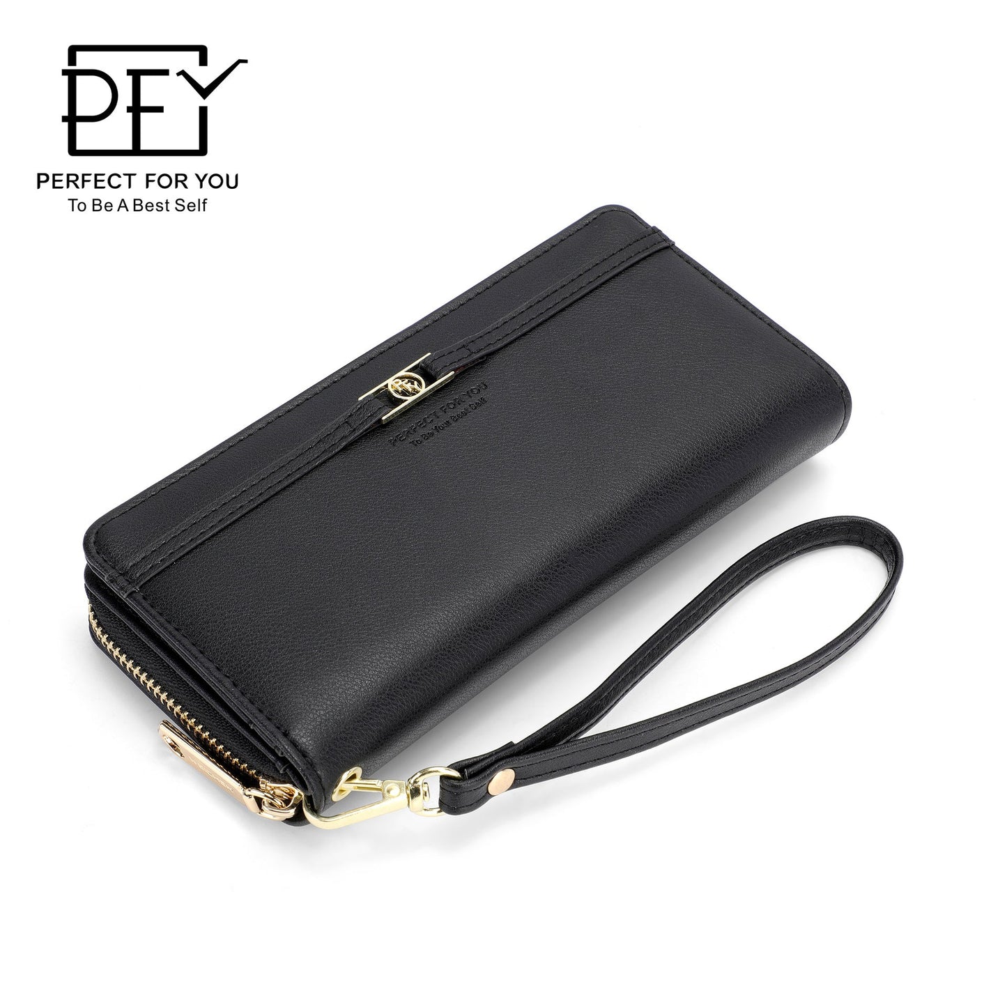 Perfect For You women's wallet solid color long large capacity multi-card slot zipper bag clutch purse 