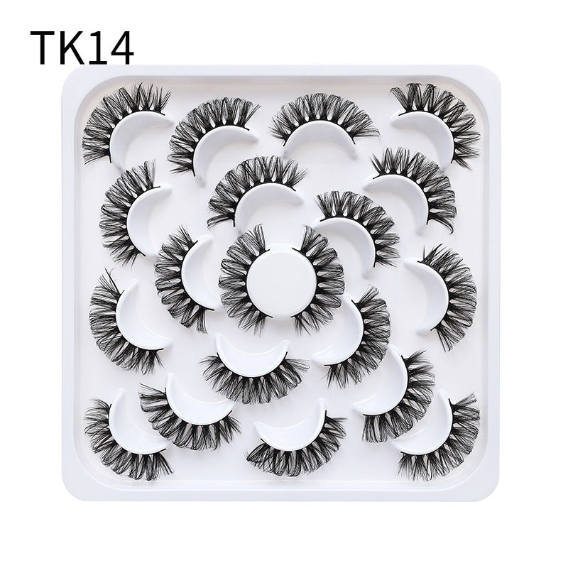 Dingsen false eyelashes factory stable supply 10 pairs of flower trays DD curling false eyelashes natural makeup daily makeup