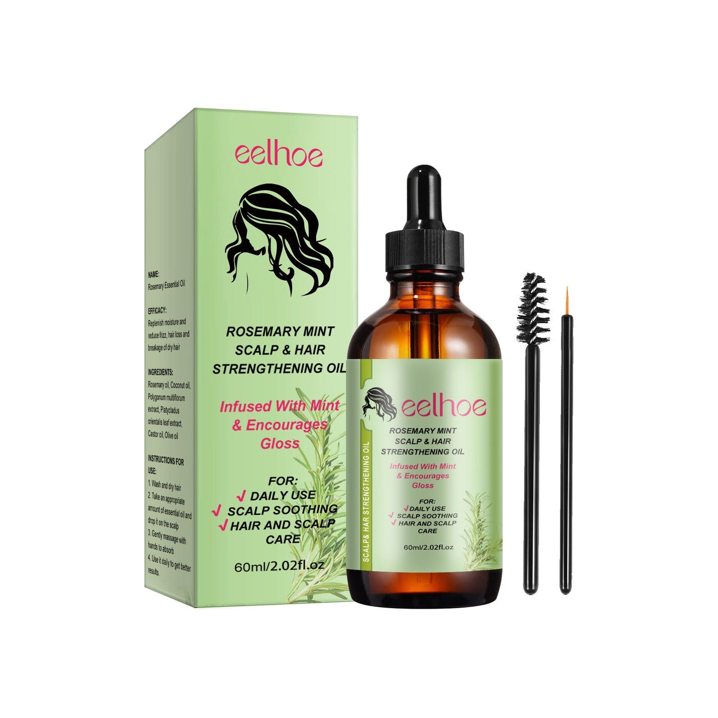 EELHOE rosemary hair care oil ជួសជុលសក់ខូច ការពារសក់ជ្រុះ ធ្វើអោយសក់រឹងមាំ និងធ្វើអោយសក់ទន់រលោង 