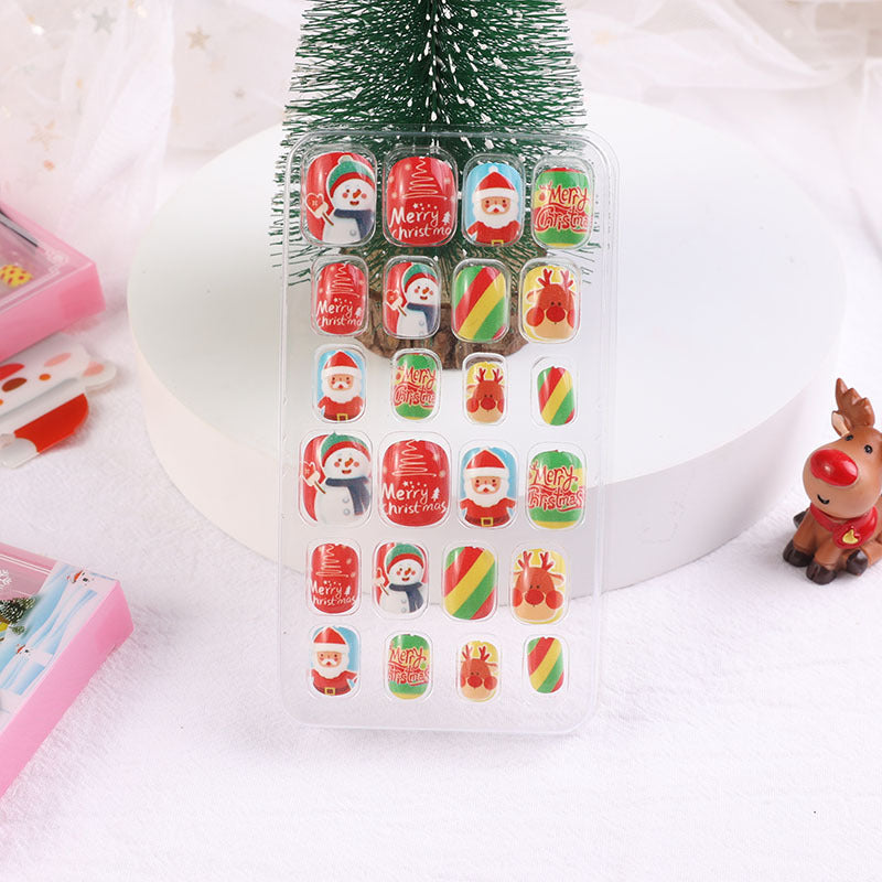 Children's nail stickers baby toddler boys and girls cartoon princess nail stickers jelly glue Christmas wear nails 