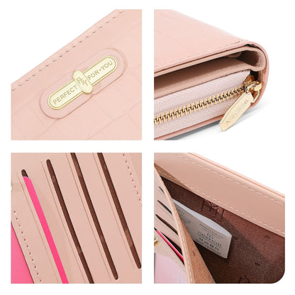 Perfect For You Wallet Women's Fashion Medium and Long PU Coin Wallet Multifunctional Zipper Clutch 