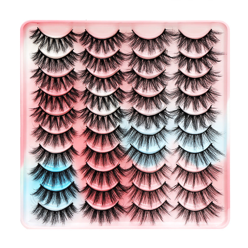 Dingsen false eyelashes factory cross-border stable supply 20 pairs of eyelashes set natural thick one-piece eyelashes