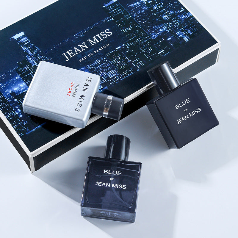 Xiaocheng Yixiang new blue men's perfume gift box lasting light fragrance cross-border popular student perfume set wholesale