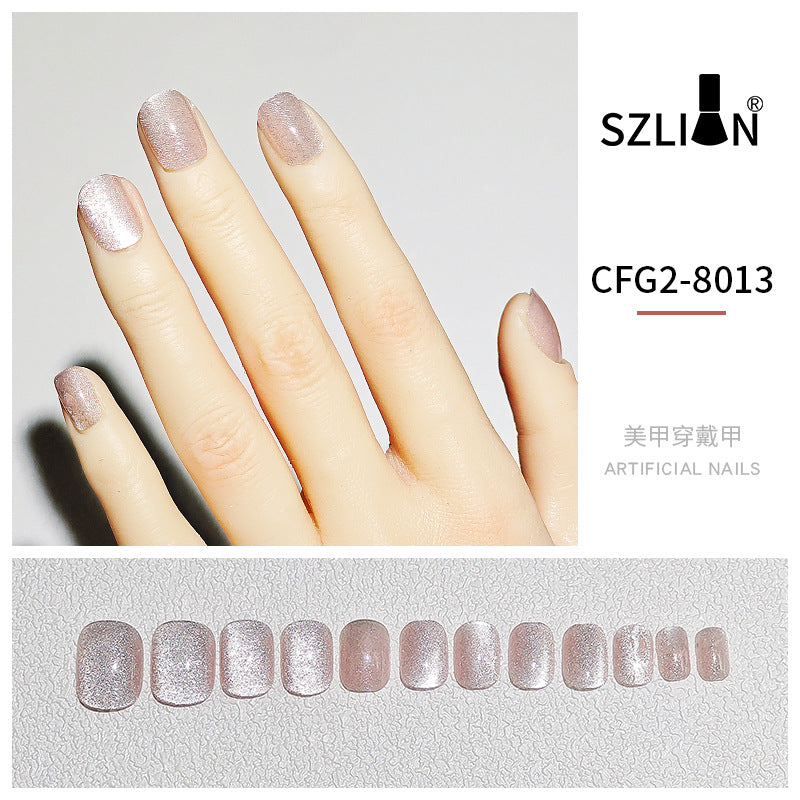 Cross-border special wearable nail tips wholesale French simple ice transparent nail art finished product detachable nail stickers