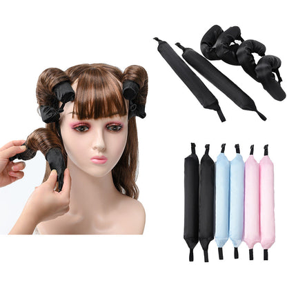 New cross-border 6-piece lazy curling iron with button curling iron big wave satin foam curling artifact