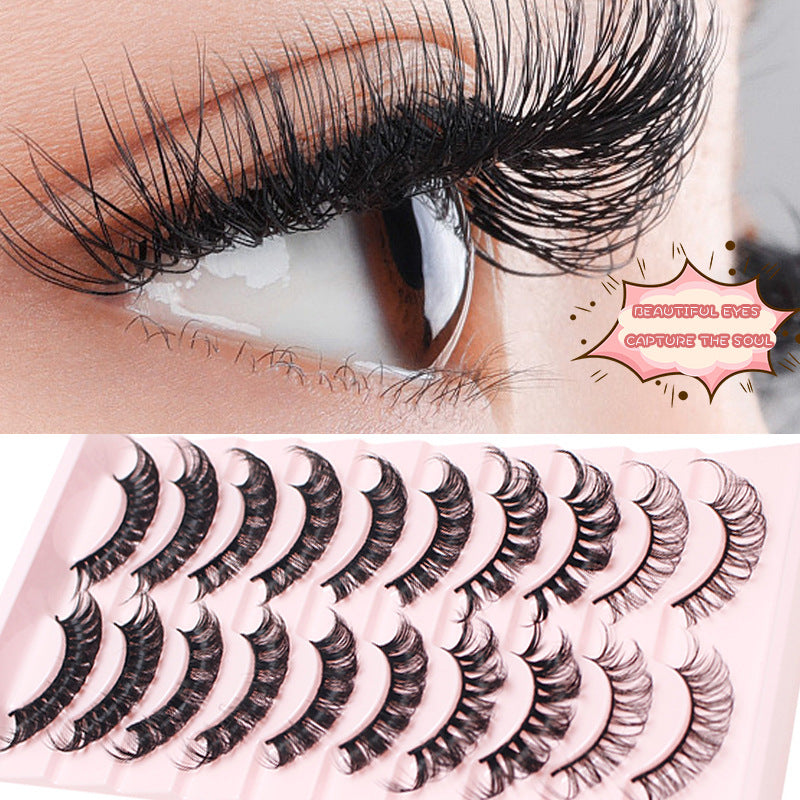 Dingsen cross-border supply 10 pairs of mixed false eyelashes DD curling European and American thick eyelashes mixed eyelashes