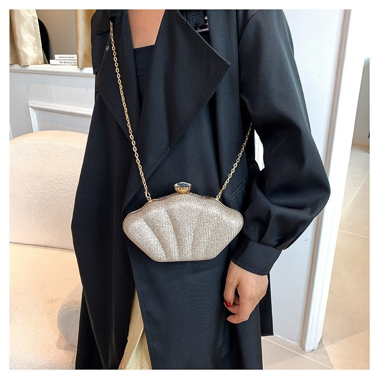 Cross-border new shell evening bag European and American ladies' crossbody bag diamond banquet fashion clutch bag dress evening bag 