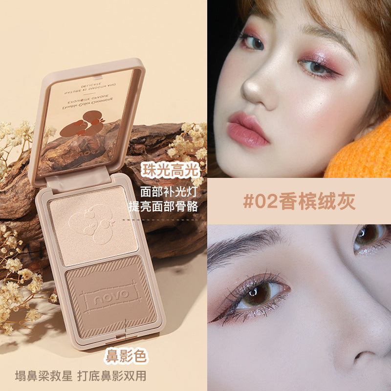 MAKEUP NOVO SOFT SHADOW ម្សៅផាត់មុខពីរពណ៌ ធ្វើអោយច្រមុះភ្លឺ រលោងតាមបែបធម្មជាតិ