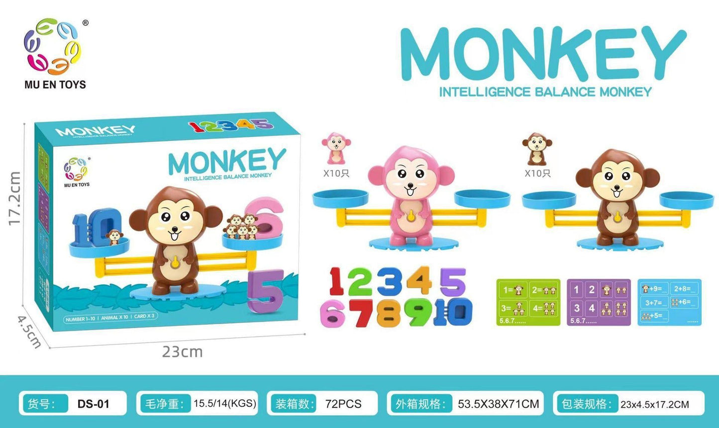 Cross-mirror enlightenment monkey balance game children's board game early childhood science teaching aids addition and subtraction digital balance toy