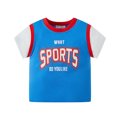 Boys short-sleeved T-shirt basketball shirt sportswear summer clothes baby children's clothing children's tops pure cotton half-sleeved summer clothes