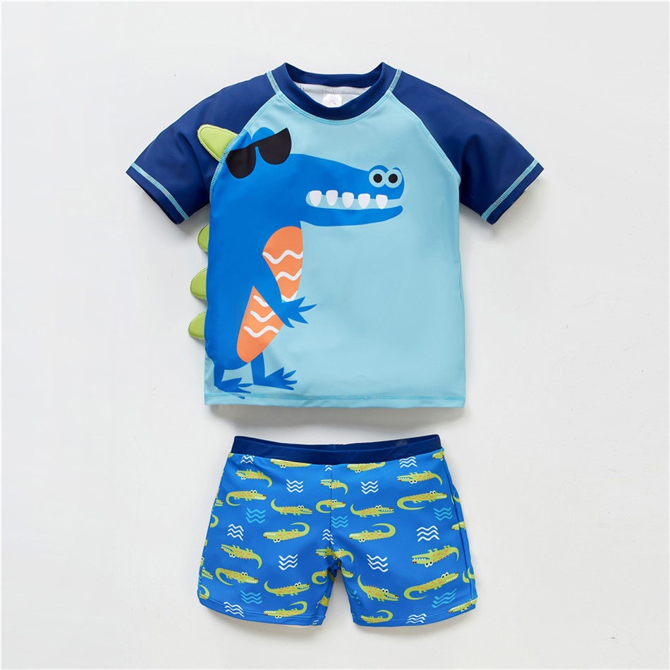 Boys swimsuit cartoon sun protection medium and large baby boy cute hot spring foreign trade children one-piece swimsuit manufacturers wholesale