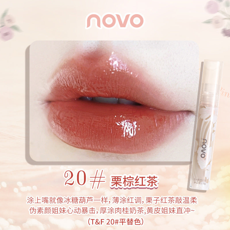 NOVO Honey Water Mirror Lip Glaze Affordable Niche Moisturizing Lip Gloss Wholesale Lip Dye Liquid Student Domestic Makeup 