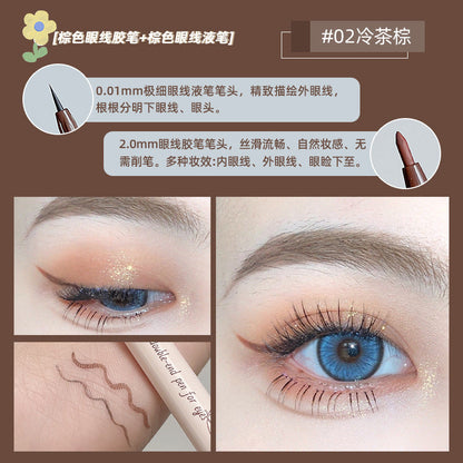 New double-headed eyeliner pen, waterproof eyeliner gel pen, liquid pen, pearlescent eyebrow pen, factory direct sales for beginners 