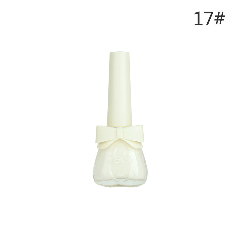 BK new bow seven-day water-based nail polish pure color free baking summer net red white macaron 13ml 