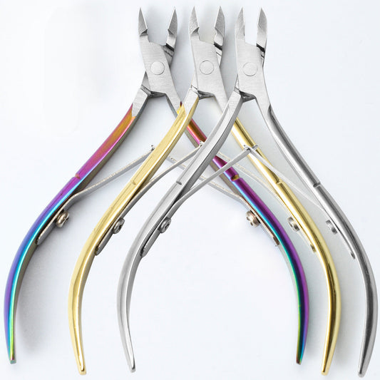 Factory wholesale nail art dead skin scissors gold scissors D501 stainless steel gold-plated dead skin pliers nail groove disease nail scissors easy to cut