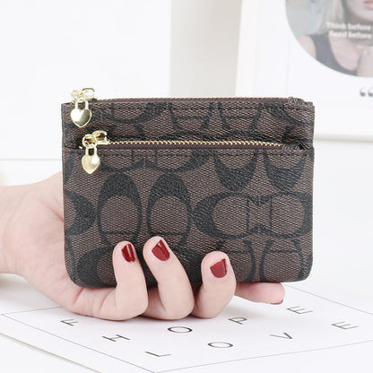 European and American 2024 new zipper coin purse women's handbag mini card holder short small wallet key bag coin bag 