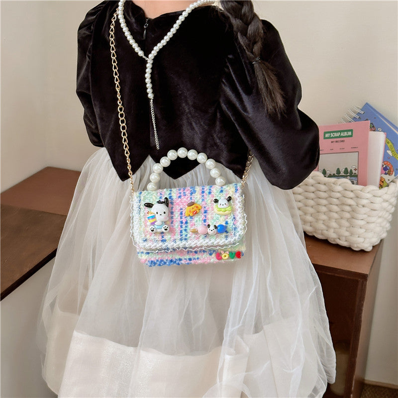 Trendy Chanel style all-match children's bag female fashion plaid small square bag simple baby girl accessories handbag wholesale