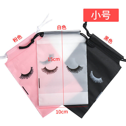 Wholesale grafting eyelash storage bag drawstring cosmetic packaging bag three colors large, medium and small drawstring bag